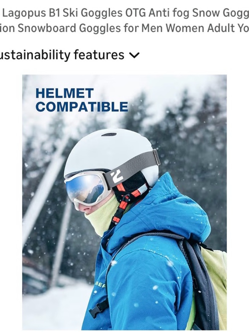 Blue Mirrored Ski/Snowboard Goggles - Picture 7 of 9